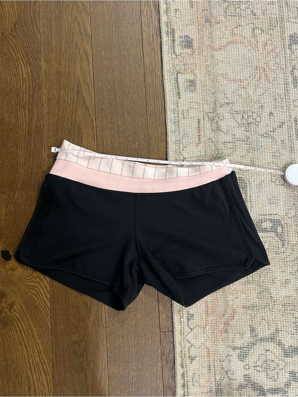lululemon athletica Black Astro Shorts with Pink Waistband